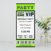 Ticket 21st Birthday Party Invitations Green (Standing Front)