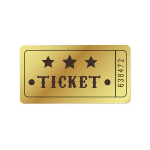 Ticket Admit One Stars Party Birthday Bridal Label
