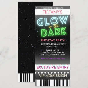 Ticket Birthday Invitation Glow In The Dark