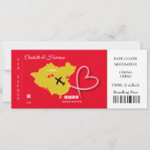 Ticket Boarding Pass Wedding Destination China Invitation (Front)