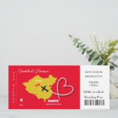 Ticket Boarding Pass Wedding Destination China Invitation (Standing Front)