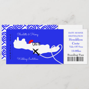Ticket Boarding Pass Wedding Destination Crete Invitation