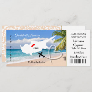 Ticket Boarding Pass Wedding Destination Cyprus Invitation