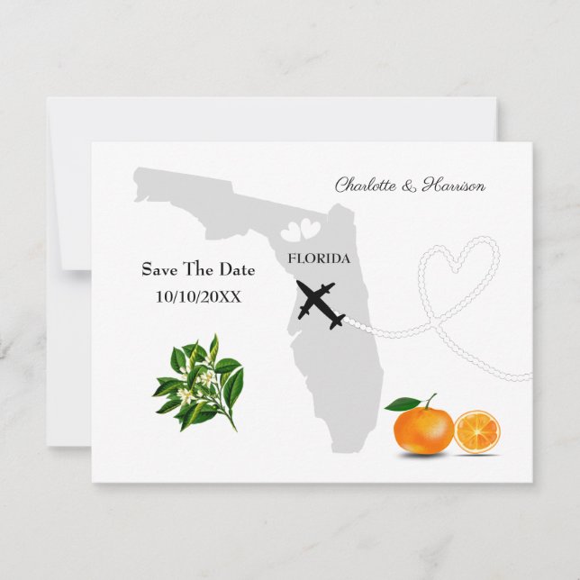 Ticket Boarding Pass Wedding Destination Florida Save The Date (Front)