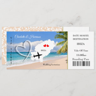 Ticket Boarding Pass Wedding Destination Ibiza Invitation