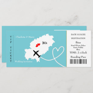 Ticket Boarding Pass Wedding Destination Ibiza Invitation