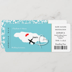 Ticket Boarding Pass Wedding Destination Jamaica I Invitation