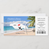 Ticket Boarding Pass Wedding Destination Jamaica Invitation (Front)