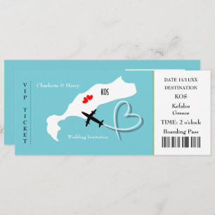 Ticket Boarding Pass Wedding Destination Kos Invitation