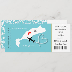 Ticket Boarding Pass Wedding Destination Kos Invitation
