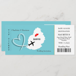 Ticket Boarding Pass Wedding Destination Mauritius Invitation