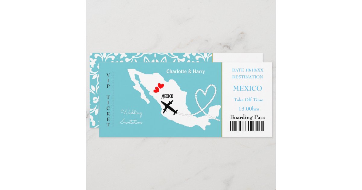 New York Boarding Pass Ticket Wedding Invitation