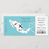 Ticket Boarding Pass Wedding Destination Mexico Invitation (Front)