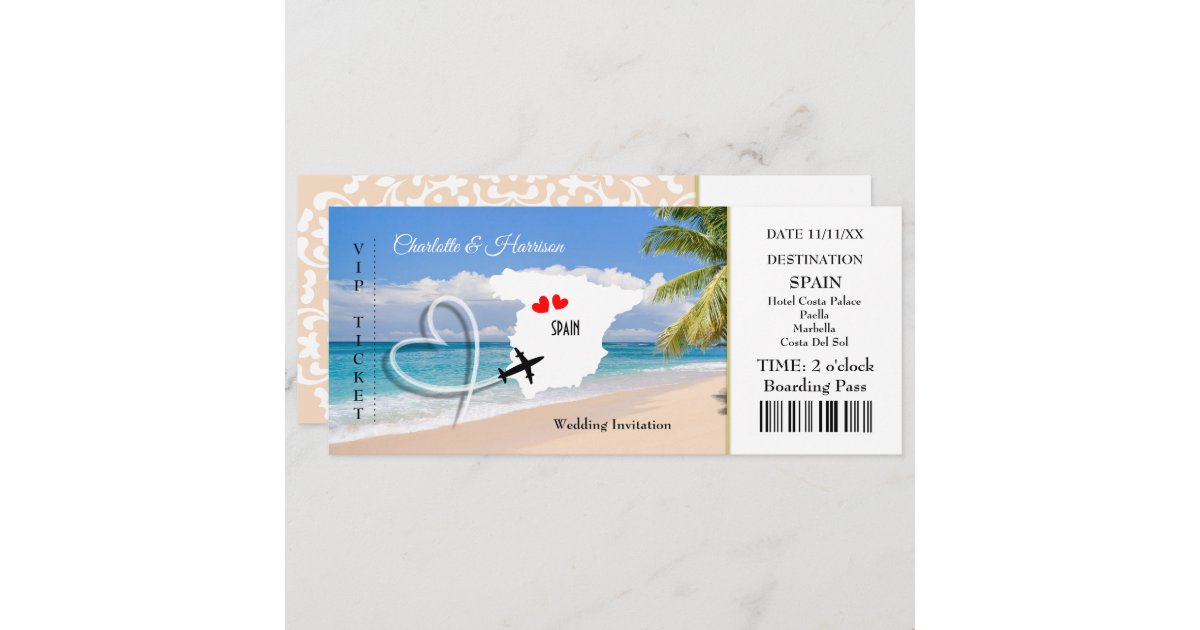 New York Boarding Pass Ticket Wedding Invitation