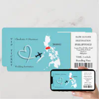 Ticket Boarding Pass Wedding Philippines Photo Invitation