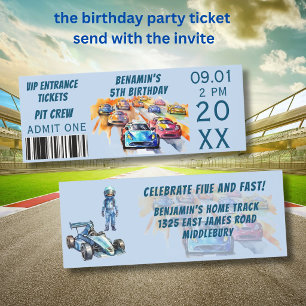 TICKET Boy Auto Car Racing Birthday Party