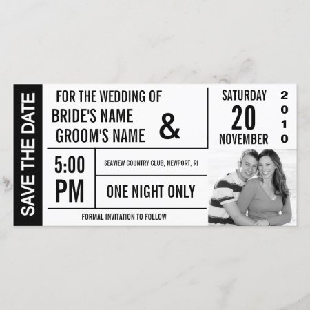 Ticket Design Save The Date Photo Card