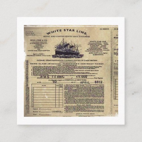 Ticket for RMS Titanic 1912