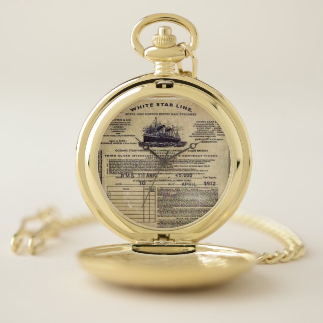 Ticket for RMS Titanic Pocket Watch (Inside)