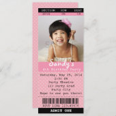 Ticket Invitation (Pink) with Photo -Theatre/Movie (Front/Back)
