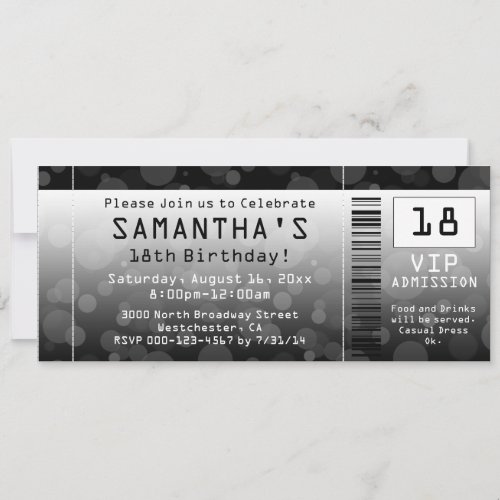 Ticket Invitations Black  White Invitation