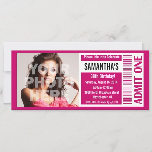 Ticket Invitations, Pink Ticket