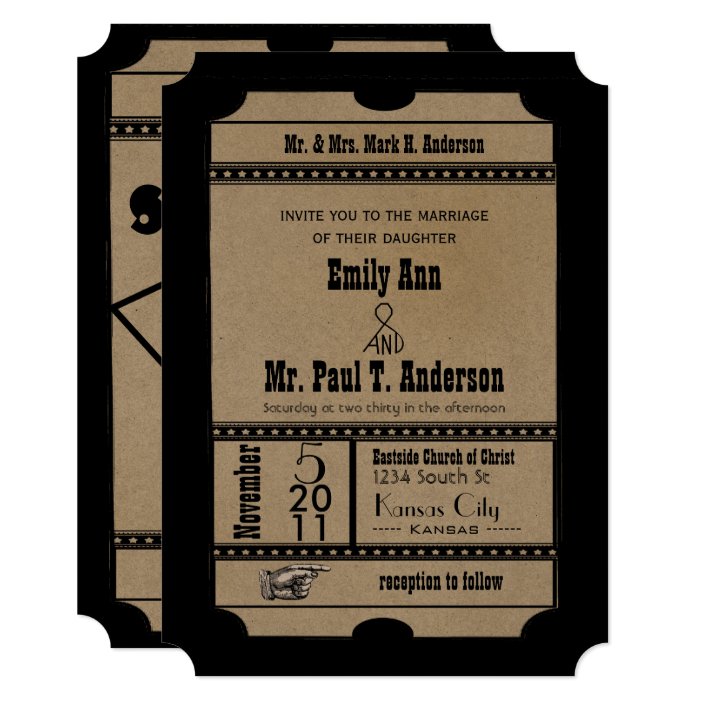 Ticket Old Hollywood Wedding Invitations Zazzle Old Hollywood Wedding Invitations