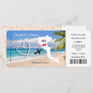 Ticket Pass Wedding Destination Corfu Invitation