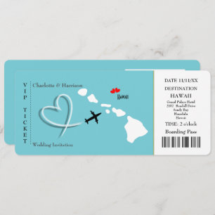 Ticket Pass Wedding Destination Hawaii Invitation