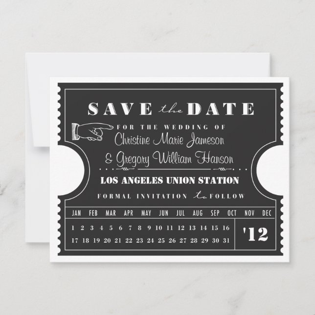 Ticket Punch Card Save the Date (Front)