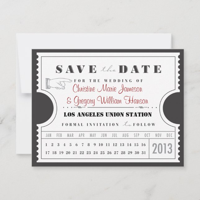Ticket Punch Card Save the Date (Front)