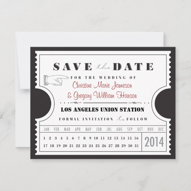 Ticket Punch Card Save the Date (Front)