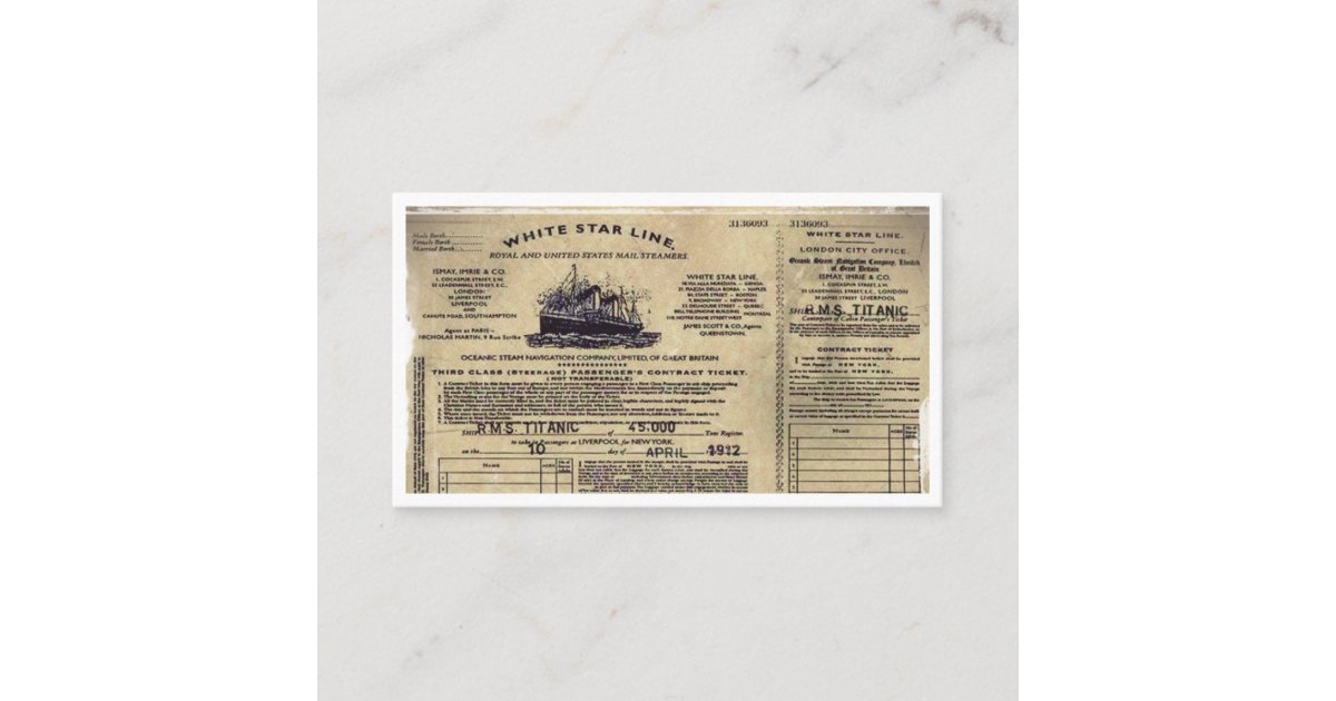 Ticket RMS Titanic 1912 | Zazzle