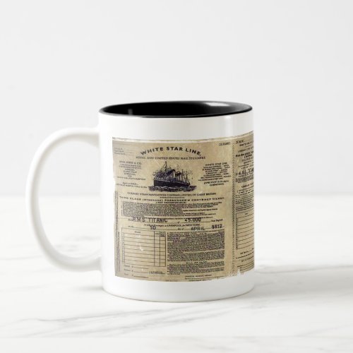 Ticket RMS Titanic 1912 Two_Tone Coffee Mug