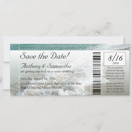 Ticket Save Date Beach Destination Wedding Cruise Save The Date