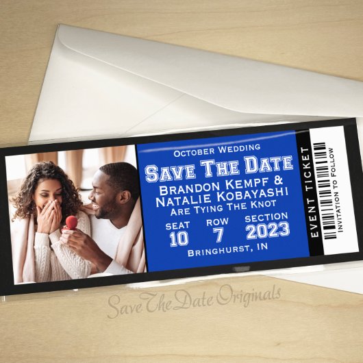 Ticket Save The Date Magnets With Envelopes (Front)