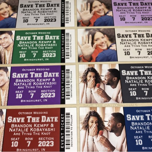Ticket Save The Date Magnets With Envelopes (Colors)