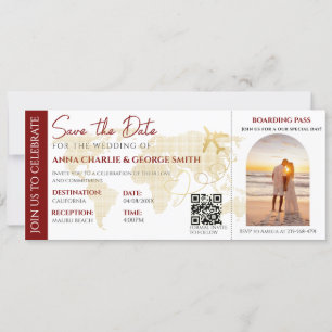 Ticket Save The Date With Photo wedding Invitation