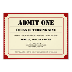 admit one ticket invitations