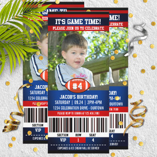Ticket Style Football Theme Birthday Party Invitation
