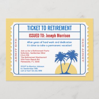 Ticket Style Retirement Invitation by marlenedesigner at Zazzle