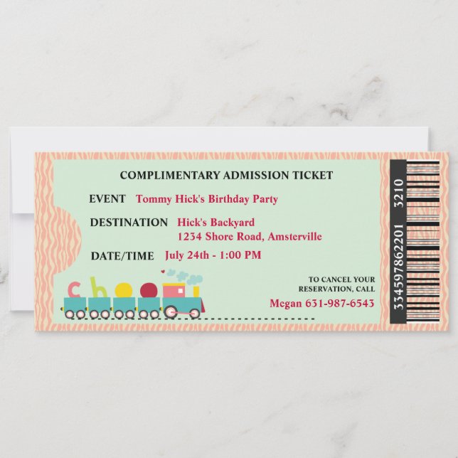 Ticket to Party Invitation (Front)