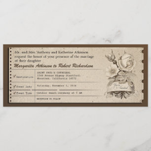 ticket vintage wedding invitations