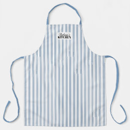 Ticking Stripe Vintage Farmhouse Blue Apron