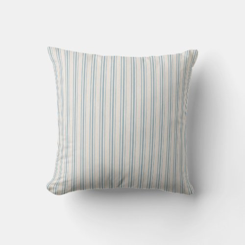 Ticking Stripes Denim Blue Farmhouse Throw Throw Pillow