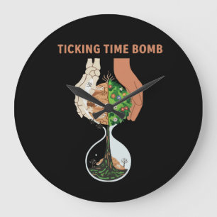 Ticking Time Bomb Earth Hourglass Environmental Large Clock