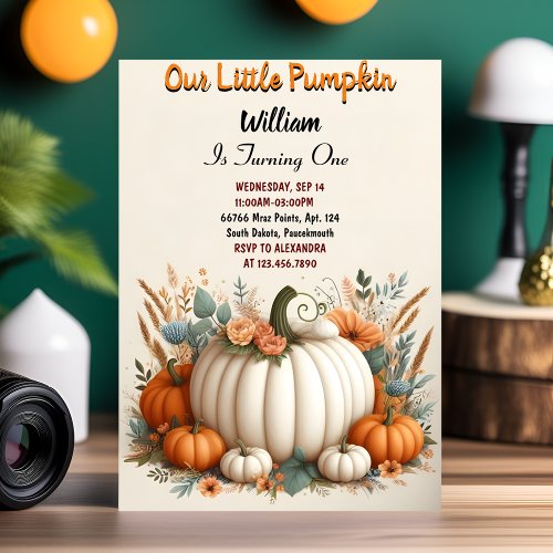 Tickle Farm Kids Our Little Pumpkin Is Turning One Invitation