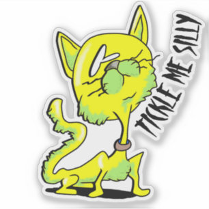 TICKLE ME SILLY CAT1 STICKER