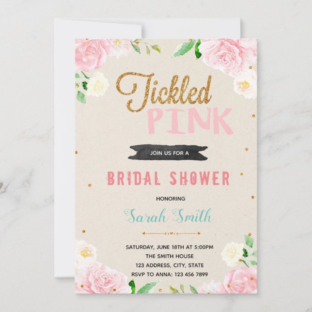 Tickle pink shower party invitation (Front)