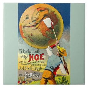 Tickle the Earth - Victorian trade card print Ceramic Tile